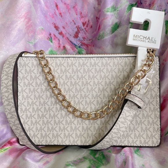 Michael Kors Accessories - Brand New Michael Kors Vanilla Logo Gold Chain Belt Bag Fanny Pack